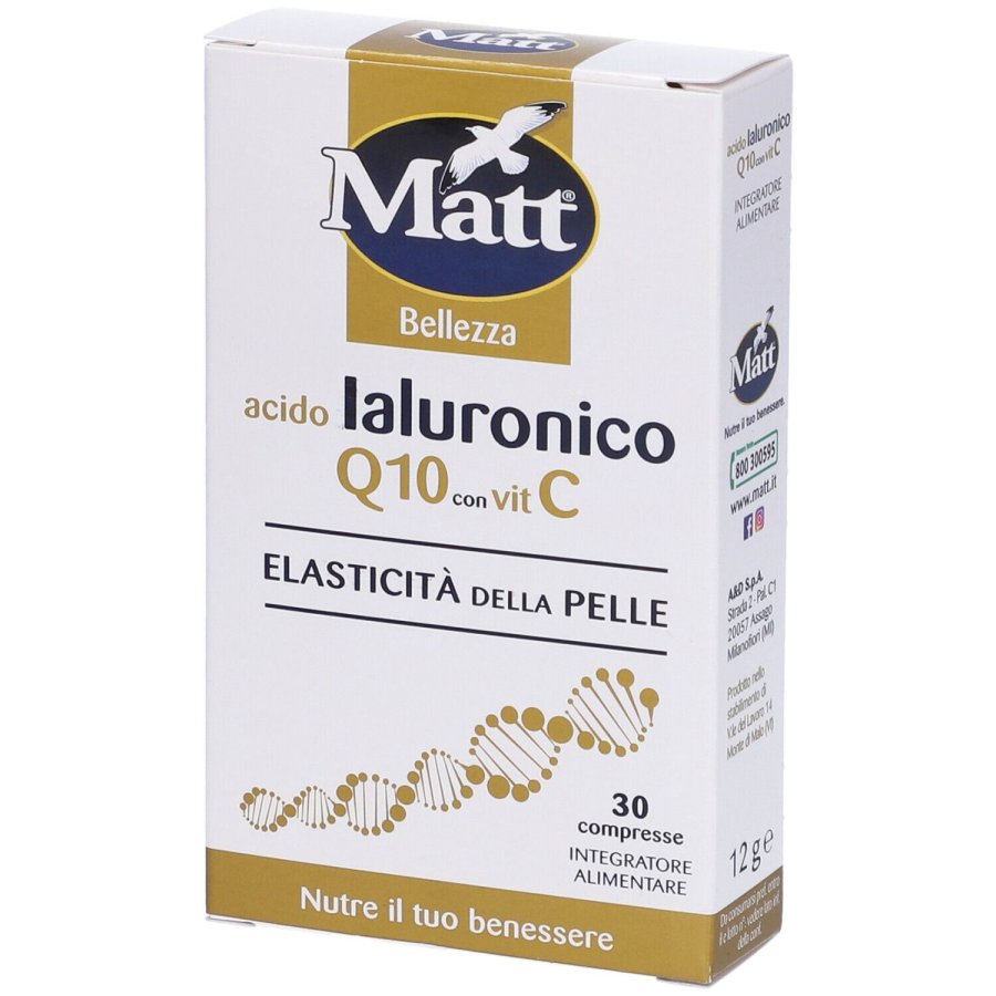 Matt Benessere, Acido Ialuronico Q10 con Vitamina C, 30 Compresse