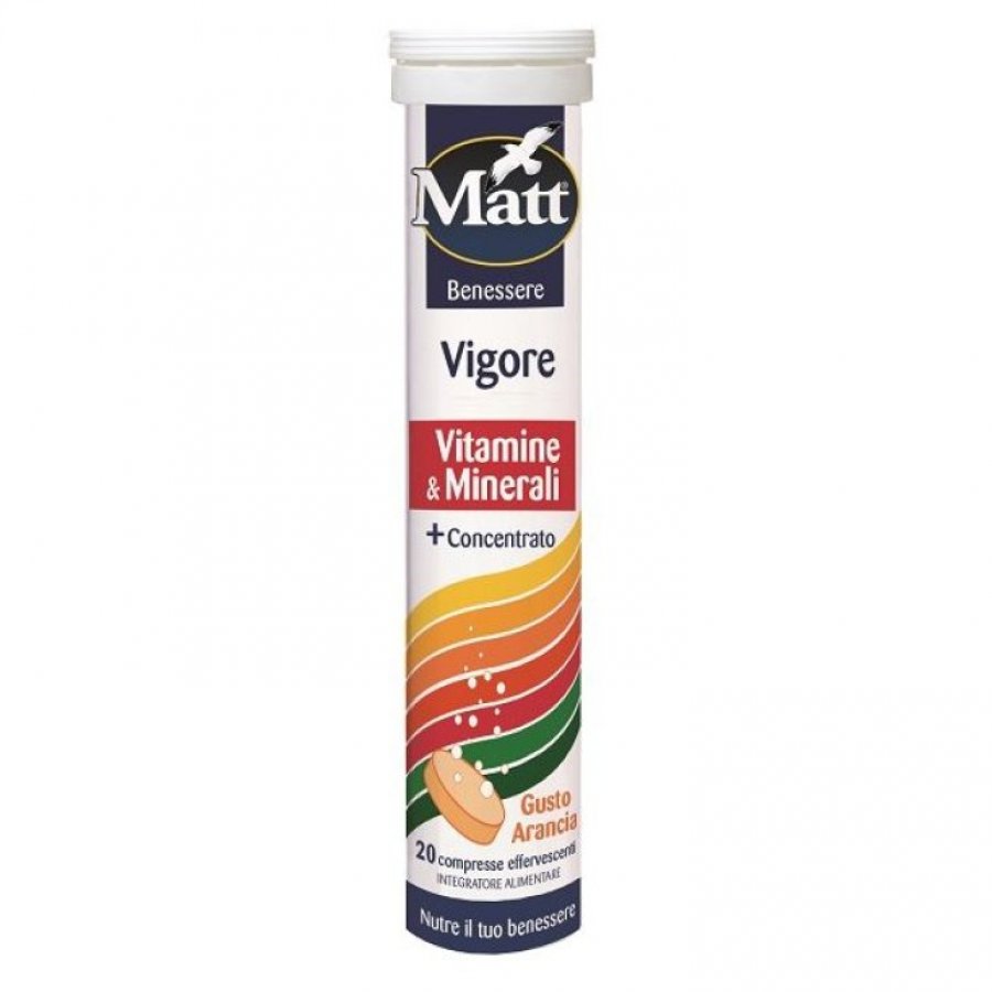 Matt Vigore Vitamine E Minerali 20 Compresse Effervescenti - Integratore Alimentare Multivitaminico e Multiminerale