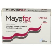 Mayafer Complex, Integratore con Ferro, Vitamina C, B6, B12 e Acido Folico, 20 Capsule