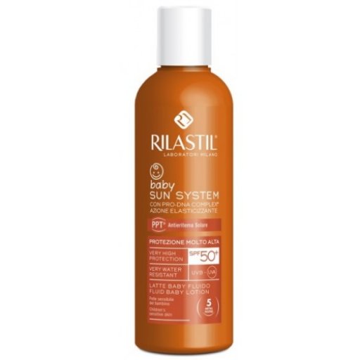 Rilastil - Sun System Baby Latte Fluido SPF50+ 200ml - Protezione Solare per Bambini senza Effetto Bianco
