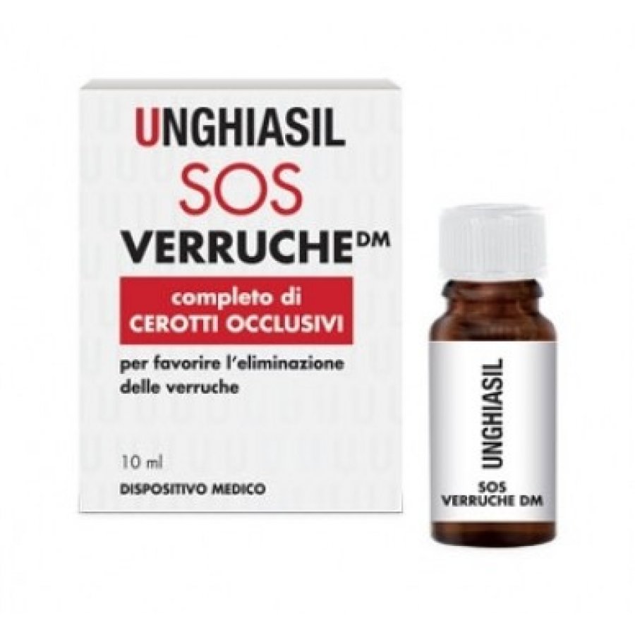 Unghiasil SOS Verruche Soluzione 10ml + 9 Cerotti Occlusivi