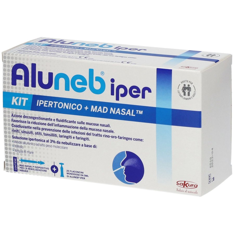 Sakura, Aluneb Iper Kit Ipertonico, 20 Flaconcini + MAD Nasal