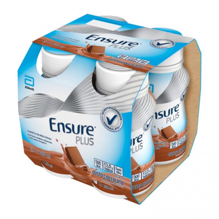 Ensure Plus Bevanda dietetica Gusto Cioccolato 4X200 ml - Alimento a fini medici speciali