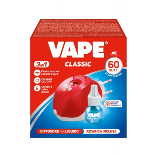 Vape Elettroemanatore Liquido Spina + Ricarica Liquida 60 notti
