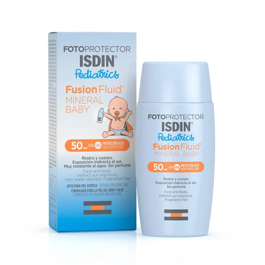 Isdin Fotoprotector Fusion Fluid Mineral Baby Pediatrics SPF50 50 ml – Protezione Solare per Neonati, 100% Minerale
