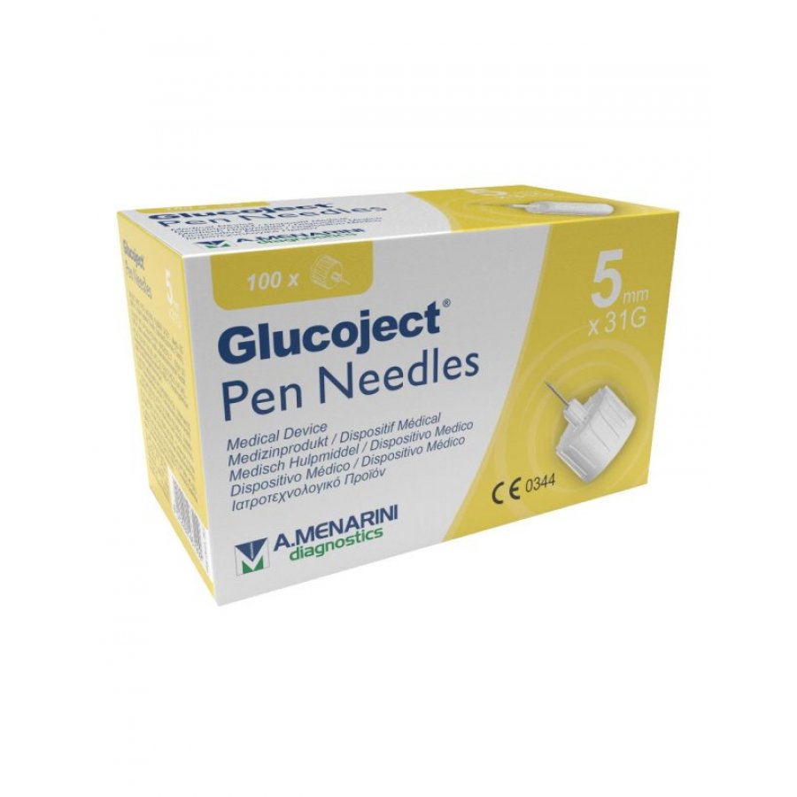 A. Menarini - Glucoject Pen Needles Lunghezza 5 Mm Gauge 31 40 Pezzi - Aghi Monouso per Iniettori a Penna