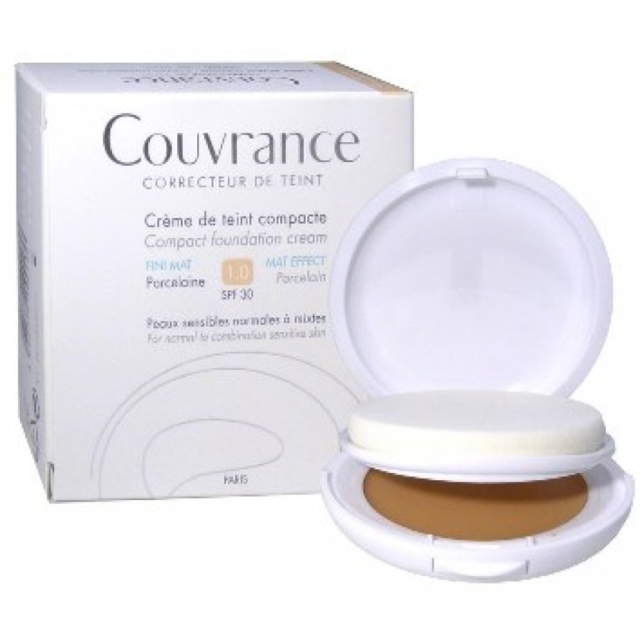 Avene Couvrance Crema Compatta Colorata 01 Porcellana – Alta Copertura, SPF 30, Oil-Free, Imperfezioni