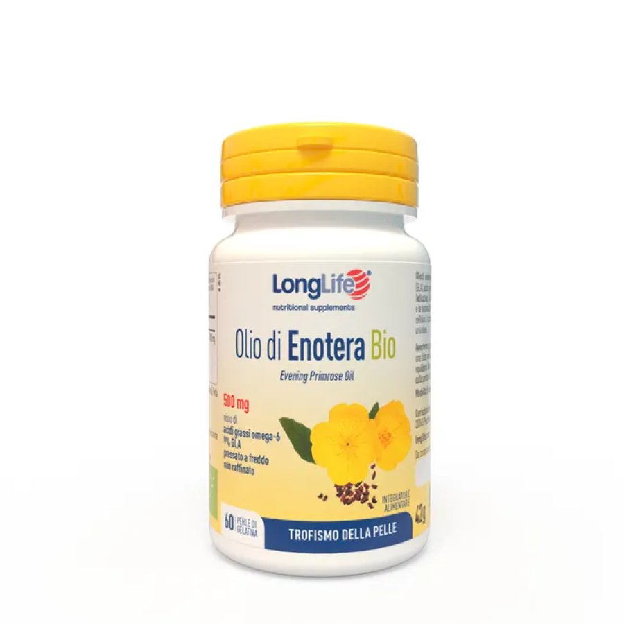 LongLife, Olio di Enotera Bio 500 mg, 60 Perle 