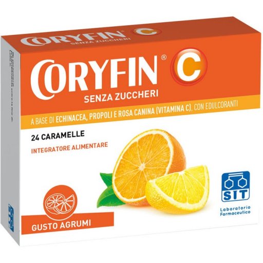 Coryfin C - 24 Caramelle Senza Zucchero Gusto Agrumi per la Tosse e il Raffreddore