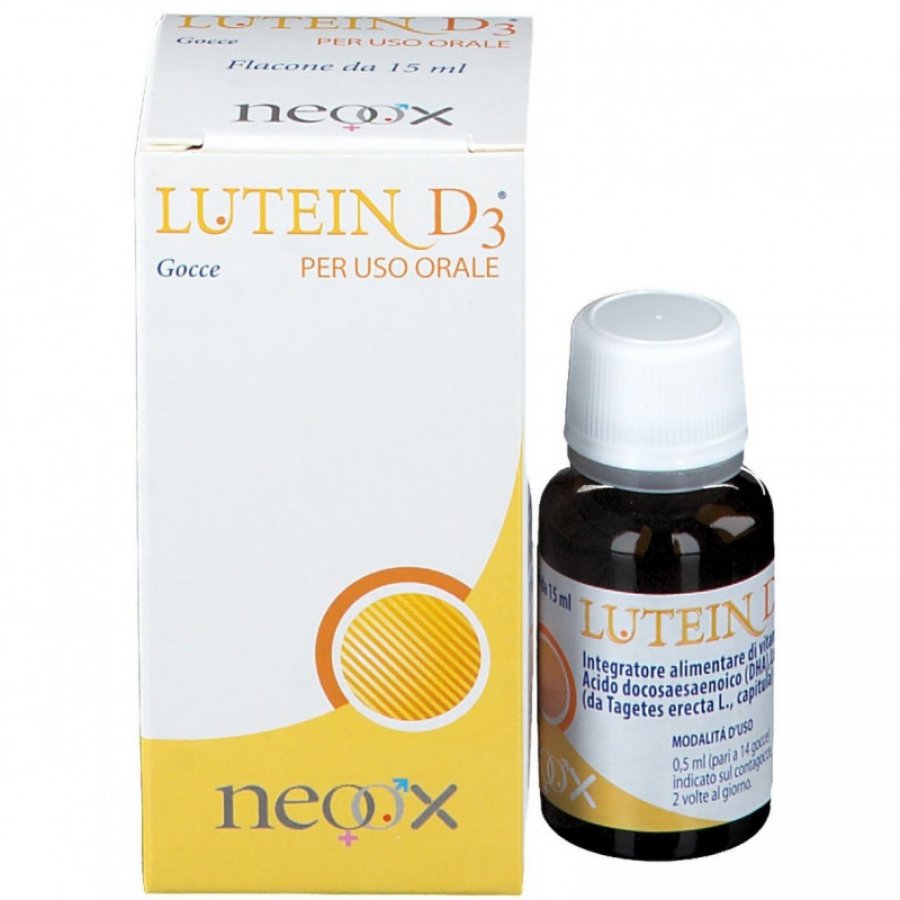 Luteind3 Gocce 15ml - Integratore con Luteina, Zeaxantina, Vitamina D3 e DHA
