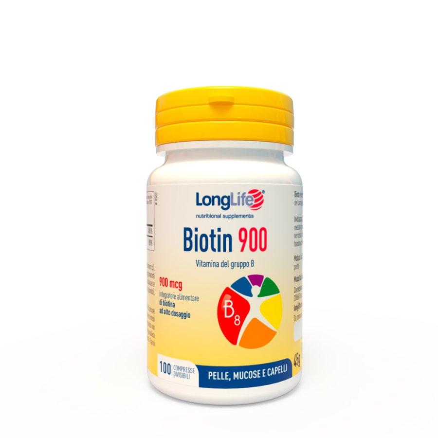LongLife, Biotin 900 mcg, 100 compresse