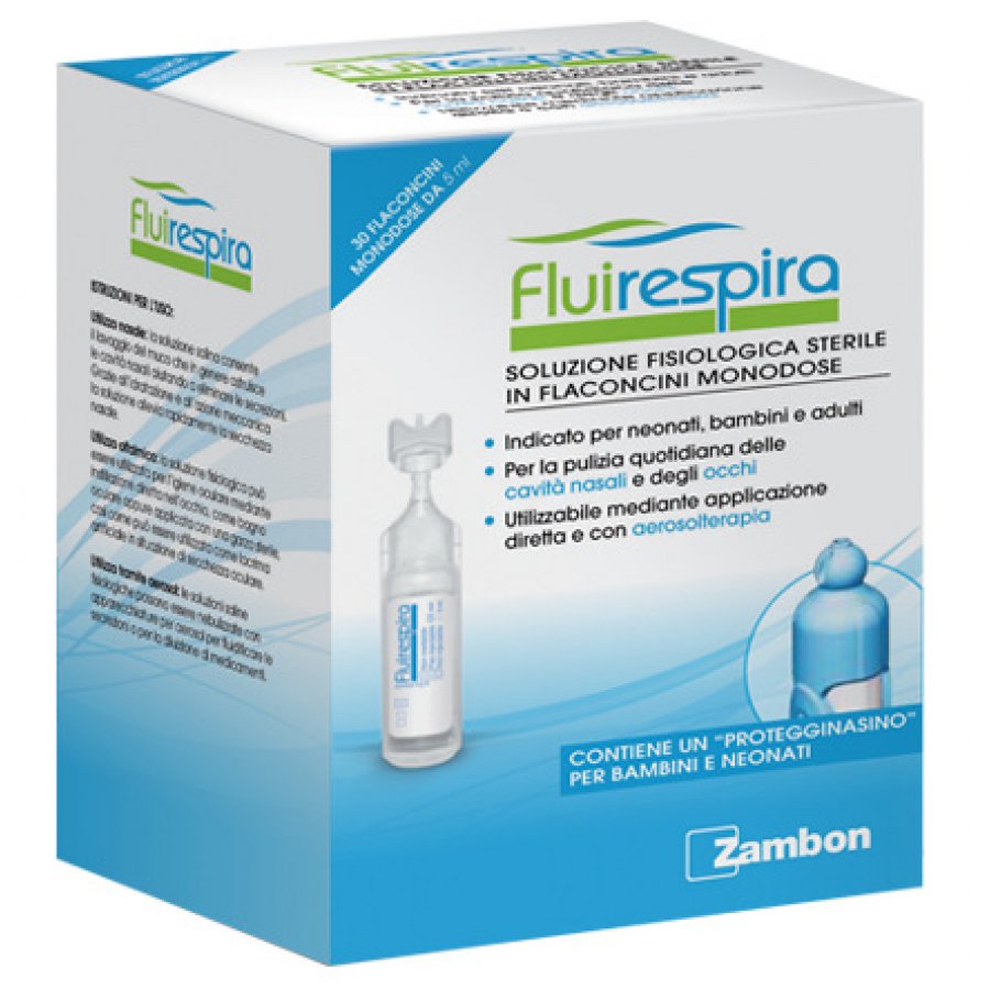 Fluirespira Soluzione Fisiologica Sterile 30 Flaconcini da 5 ml - Soluzione Isotonica per Nebulizzatori