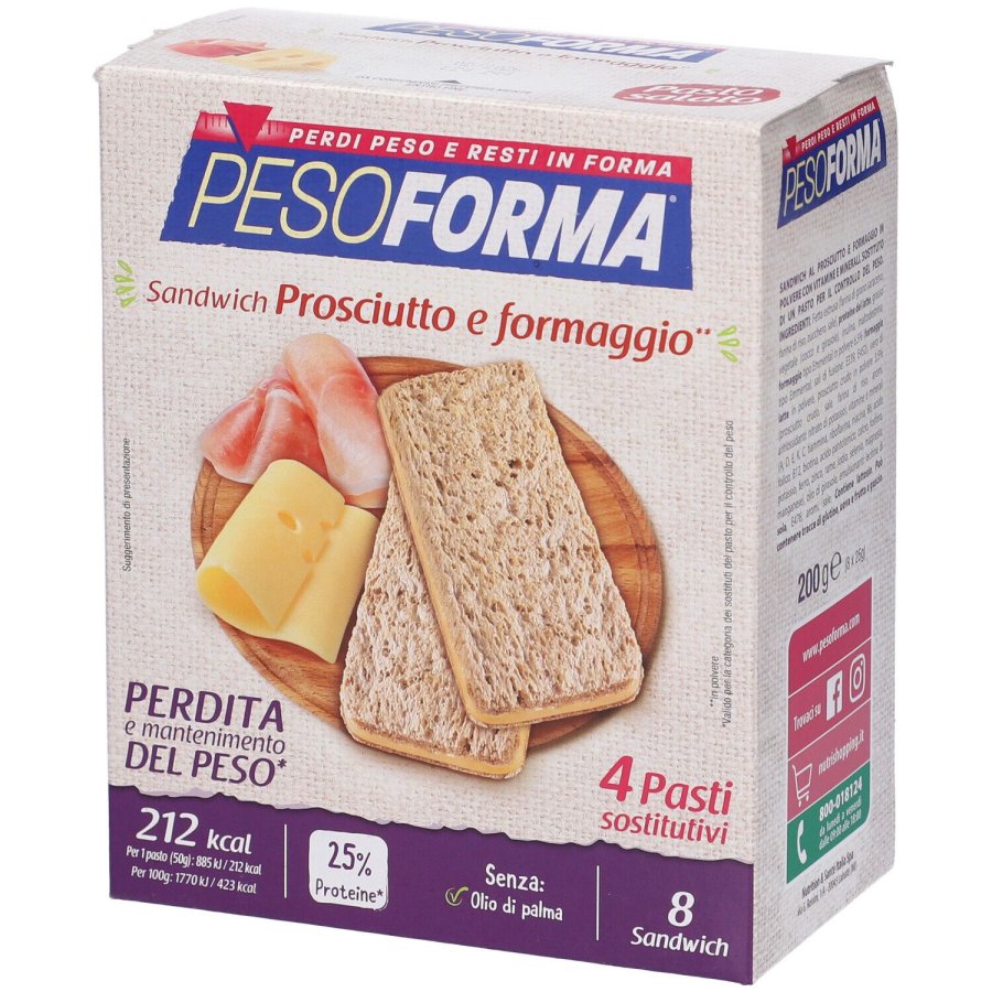 Pesoforma, Sandwich Prosciutto e Formaggio, 8 Pezzi