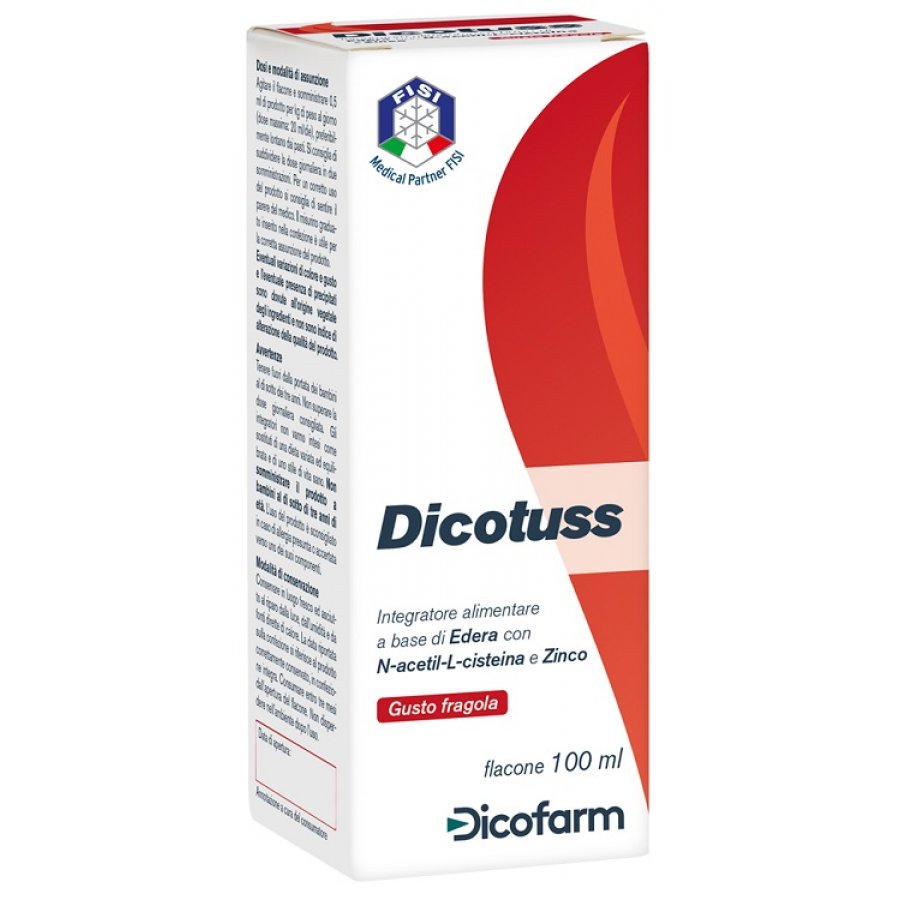 Dicotuss Sciroppo 100ml - Integratore Alimentare con Edera, N-acetil L-cisteina e Zinco