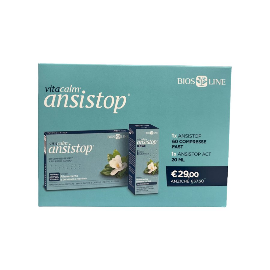 Vitacalm Ansistop 60 compresse + Ansistop Act 20 ml Vitacalm Ansistop 60 compresse + Ansistop Act 20 ml