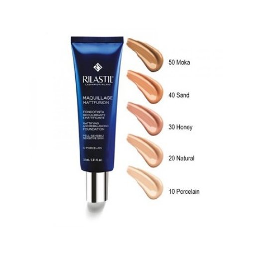 Rilastil - Maquillage Fondotinta Riequilibrante Mattfusion 20, 30ml - Pelle Perfettamente Opacizzata