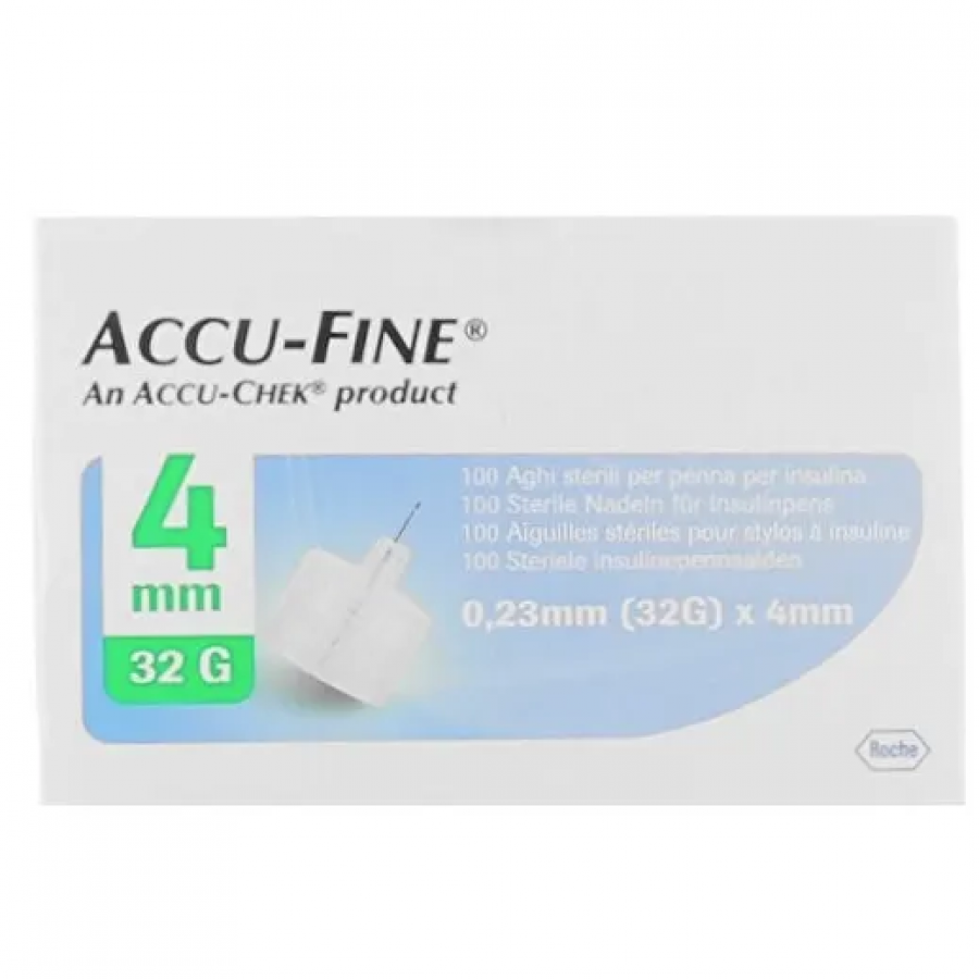Accu Fine Aghi Sterili Per Penna Insulina G32 4mm 100 Pezzi
