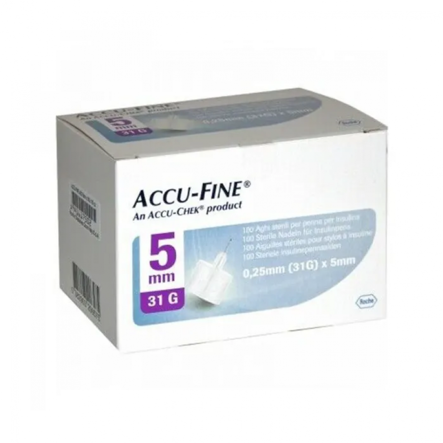 Accu-Fine Ago Penna Insulina Gauge 31 5mm 100 Pezzi