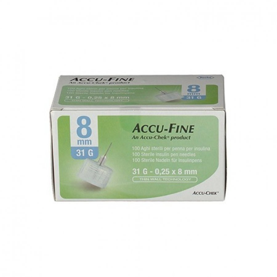 Accu Fine Aghi Sterili Per Penna Insulina G31 8mm 100 Pezzi - Accessori di Precisione per l'Iniezione di Insulina