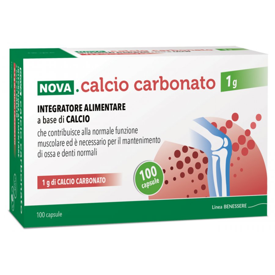 Nova Calcio Carbonato 1g 100 Capsule - Integratore per la Salute Ossea