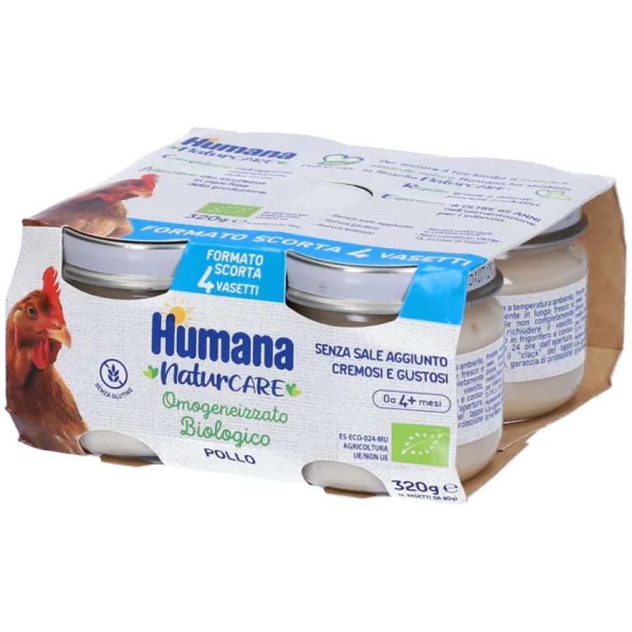 Humana, Omogeneizzato Pollo Biologico, 4 x 80 g