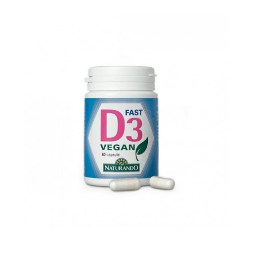 Naturando D3 Fast Vegan - Integratore di Vitamina D3 Vegetale - 60 Capsule