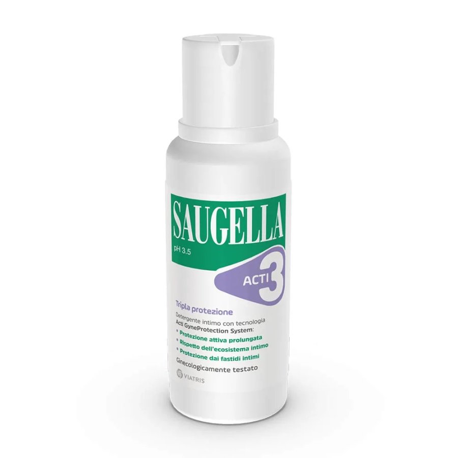 Saugella, Acti3 Detergente Intimo pH 3.5 Tripla Protezione, 250 ml