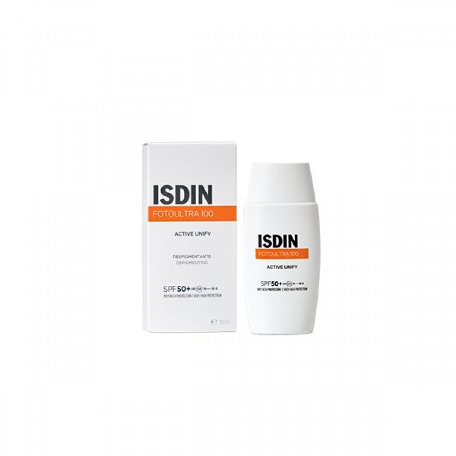 FotoUltra 100 Isdin Crema Active Unify SPF50+ 50ml - Crema Solare Schiarente, Protezione Alta, Uniformità Pelle