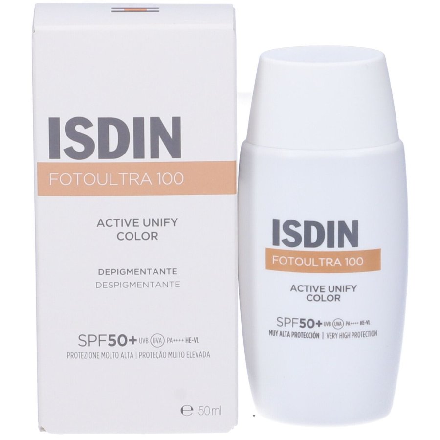 Isdin Fotoultra Active Unify Color 50 ml – Fotoprotettore Schiarente e Uniformante, SPF 106