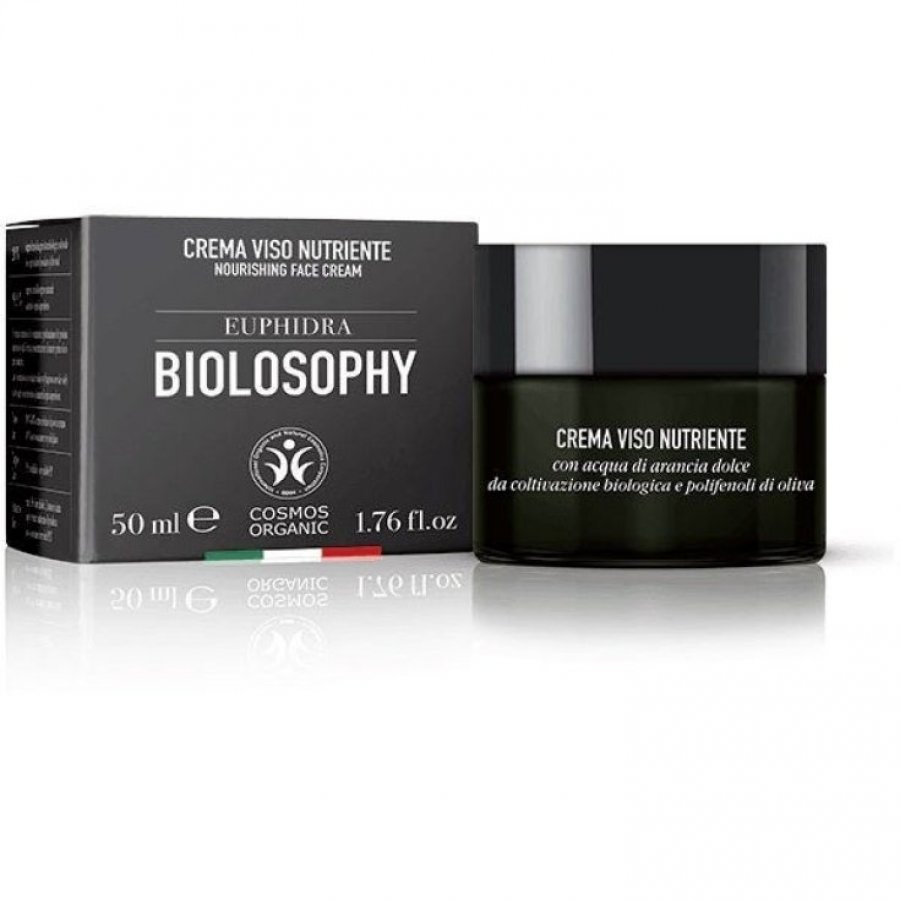 Euphidra Biolosophy Crema Viso Nutriente 50ml - Crema Viso Naturale con Acqua di Arancia Dolce e Polifenoli da Oliva