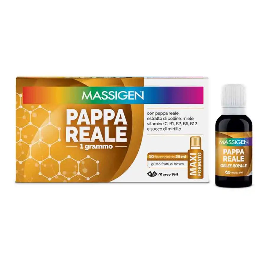 Massigen, Pappa Reale Integratore Tonico Ricostituente, 10 Flaconi x 25ml