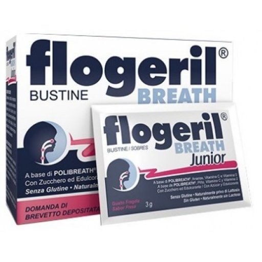 Flogeril Breath Junior, Polibreath, Vitamine C e D per Bambini, Benessere Naso e Gola, 20 Bustine
