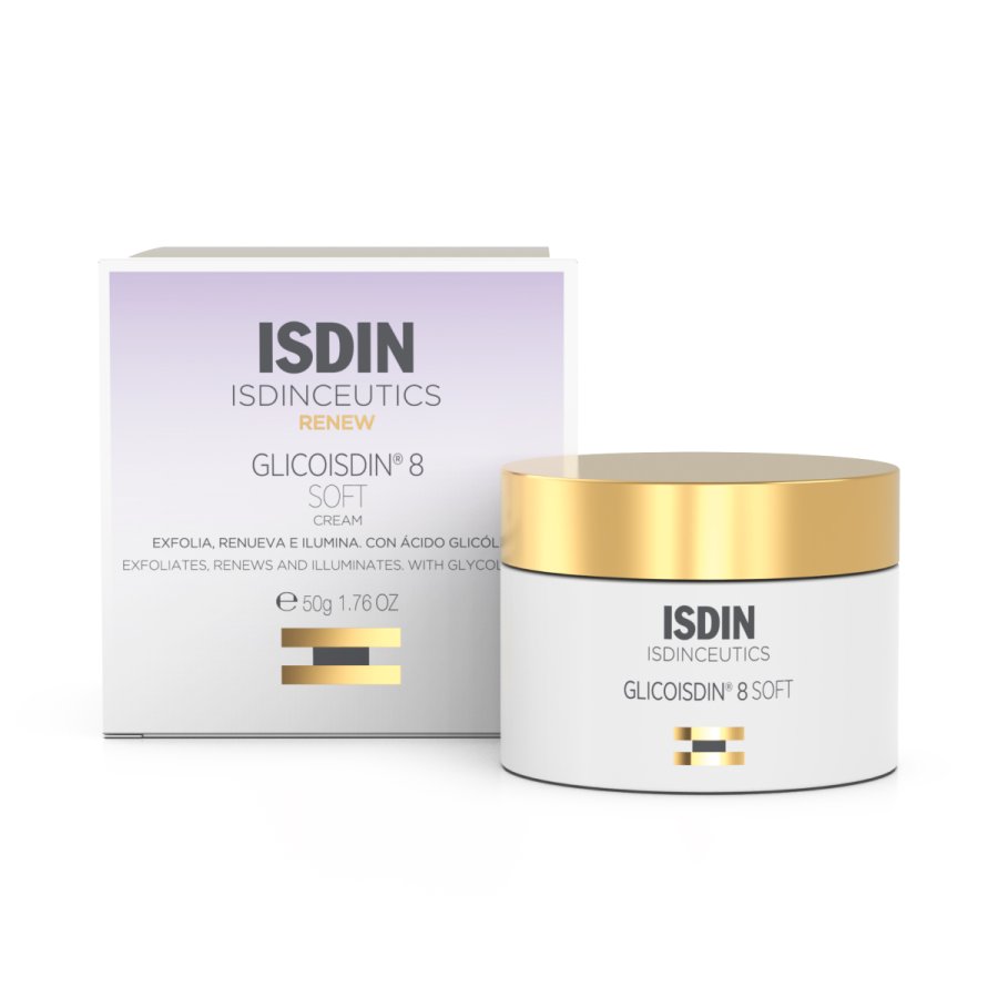 Isdin Glicoisdin 8 Soft Cream 50 ml – Crema Viso Esfoliante con Acido Glicolico e Olio di Borragine