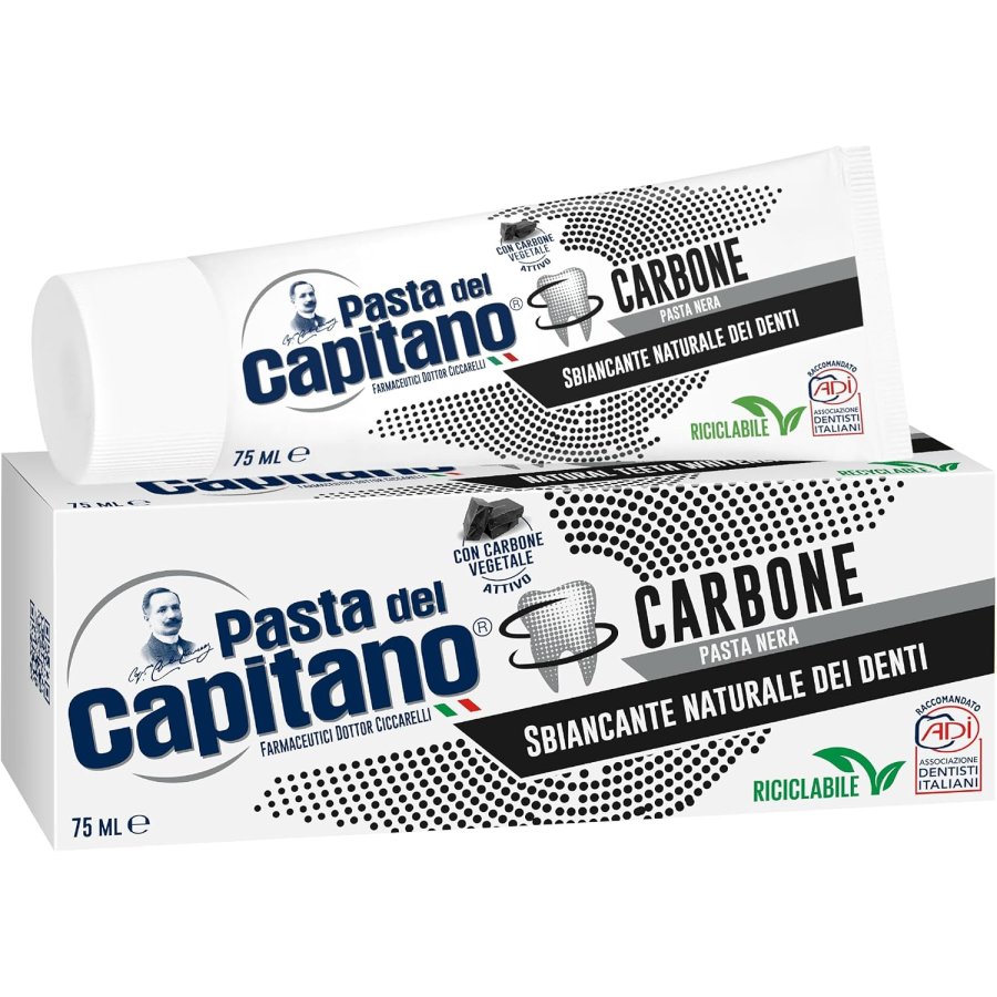 Pasta del Capitano Dentifricio Carbone Vegetale Attivo Bio, 75 ml Pasta del Capitano Dentifricio Carbone Vegetale Attivo Bio, 75 ml