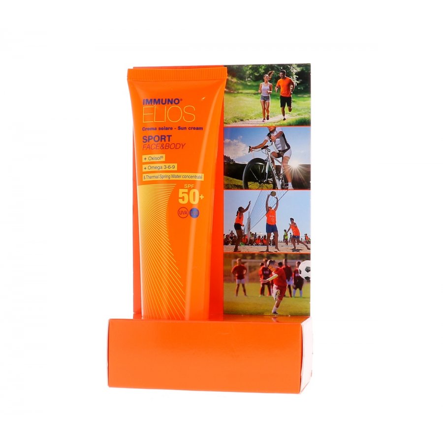 Immuno Elios - Crema Solare Sport Face & Body SPF50+, 100ml - Protezione Solare Adatta per Viso e Corpo durante l'Attività Sportiva
