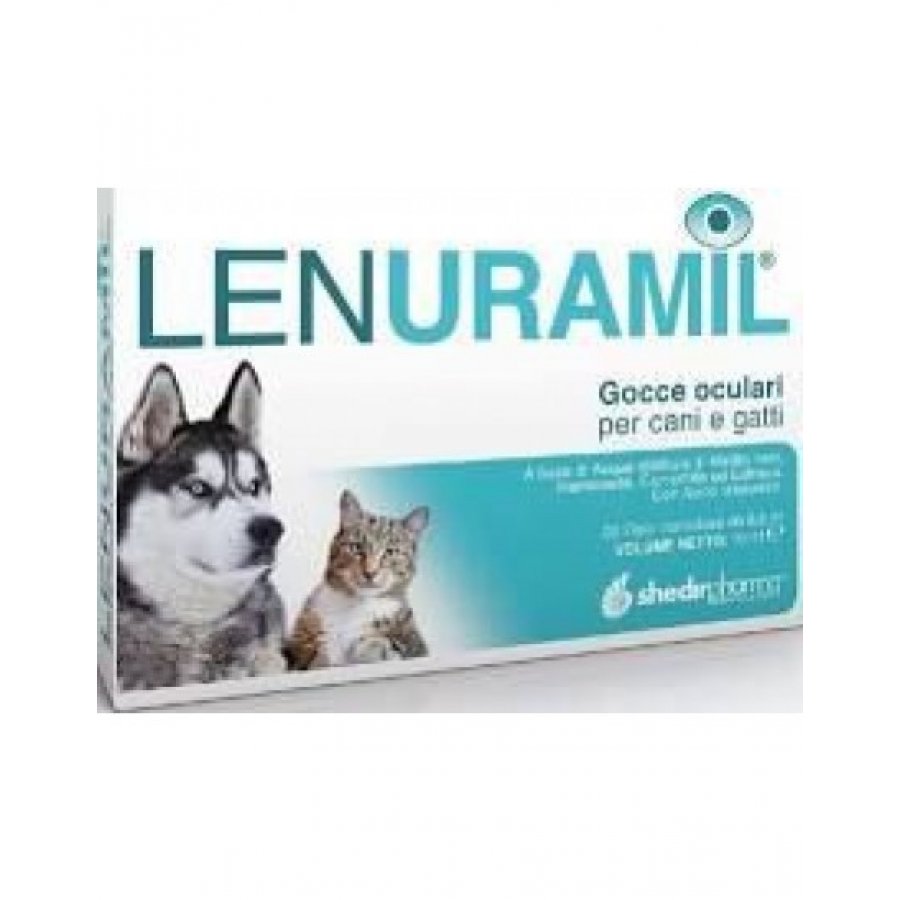 Lenuramil Gocce Oculari 20 Fiale Monodose da 0,5ml - Integratore per la Salute Oculare di Cani e Gatti