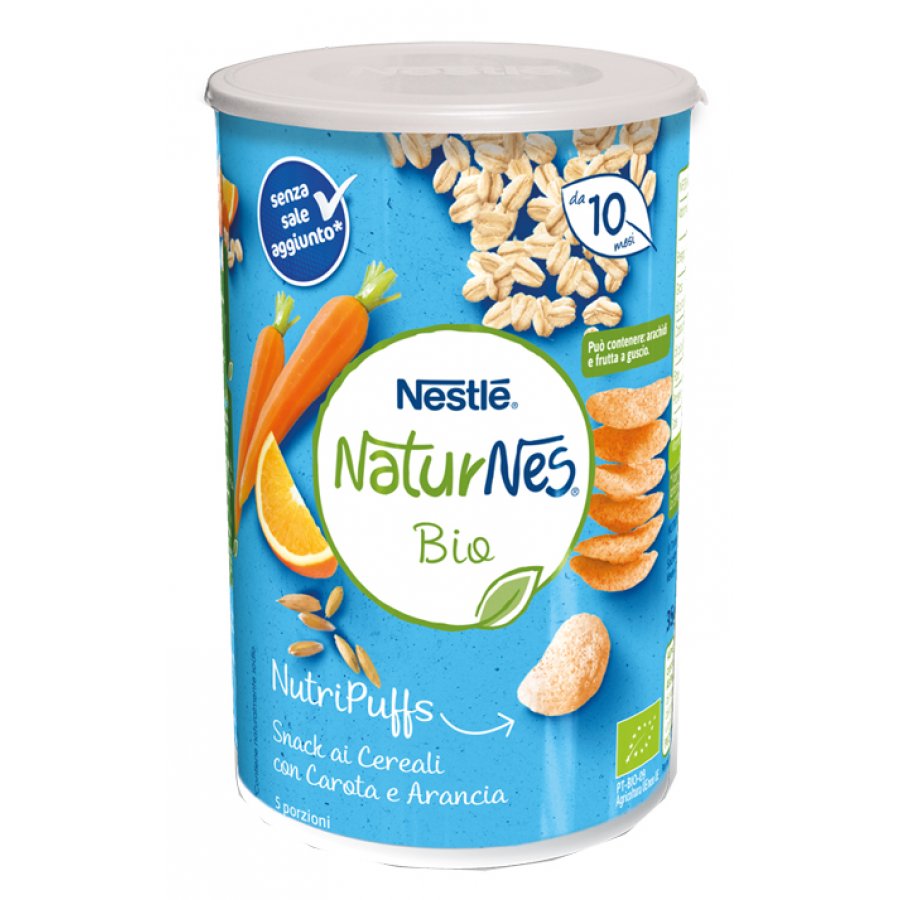 Nestlé - Naturnes Bio NutriPuffs Carota e Arancia Snack ai Cereali 5 Porzioni