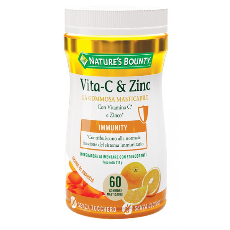Nature's Bounty Vita-c & Zinco 60 gommose masticabili - Integratore di Vitamina C e Zinco