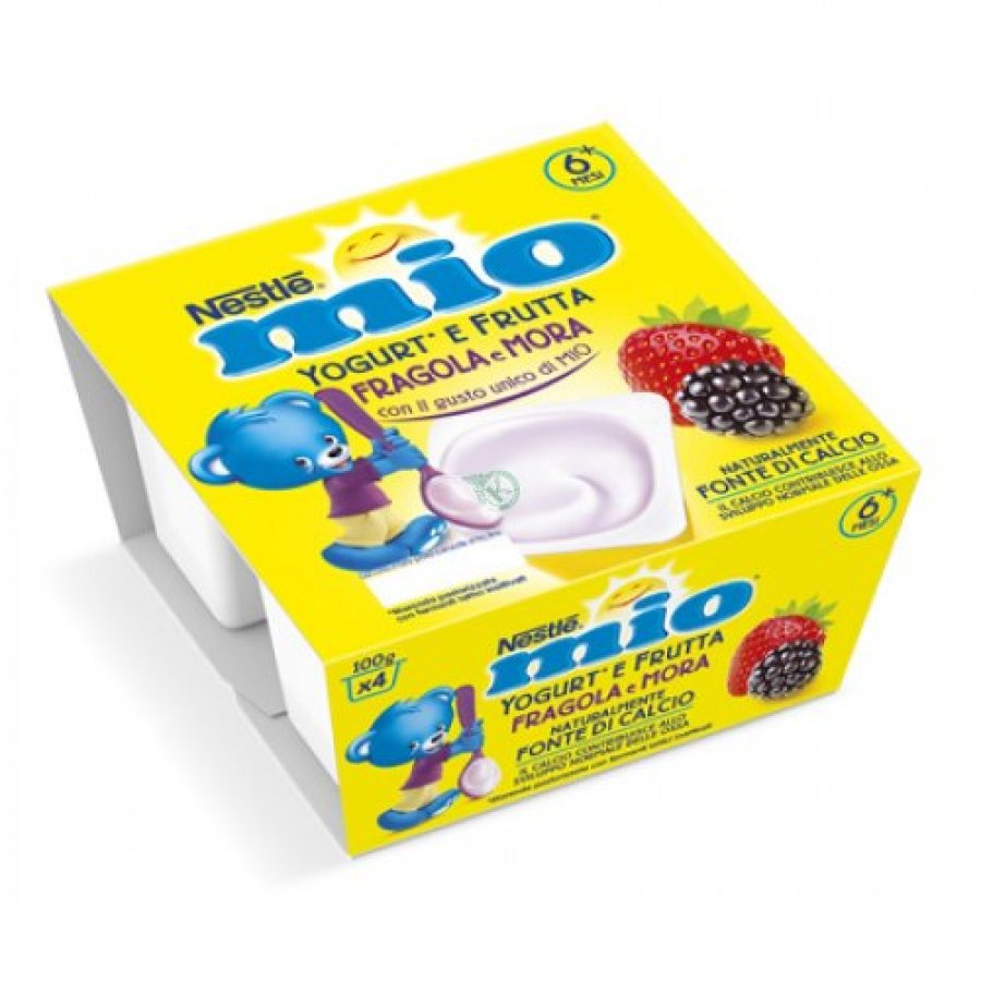 Nestlé Mio Yogurt Frutta Fragola e Mora 4x100g - Snack Nutriente per Bambini
