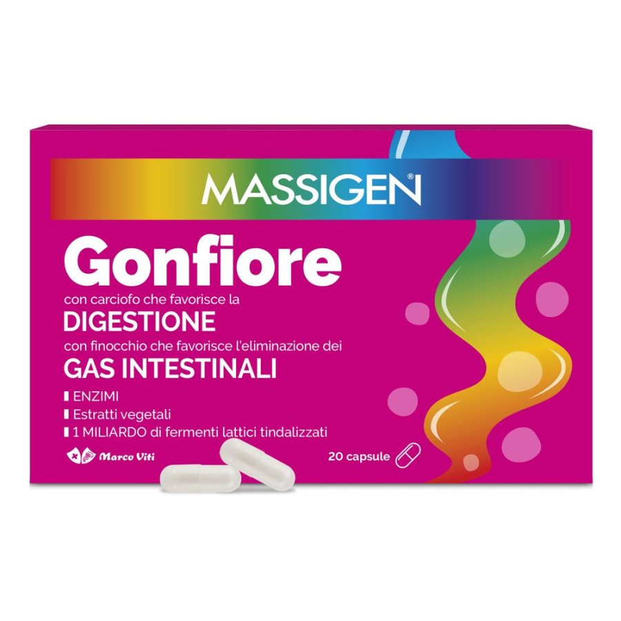 Massigen Gonfiore, Integratore Alimentare, 20 Capsule