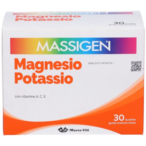 Massigen, Magnesio e Potassio Integratore con Vitamine A C E, 30 Bustine