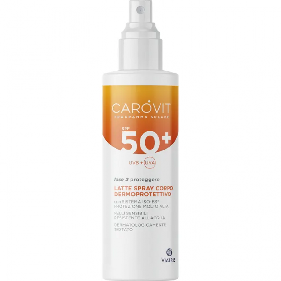 Carovit Solare Latte Corpo Spray SPF50+ 200ml - Protezione Solare Molto Alta, Corpo, Spray