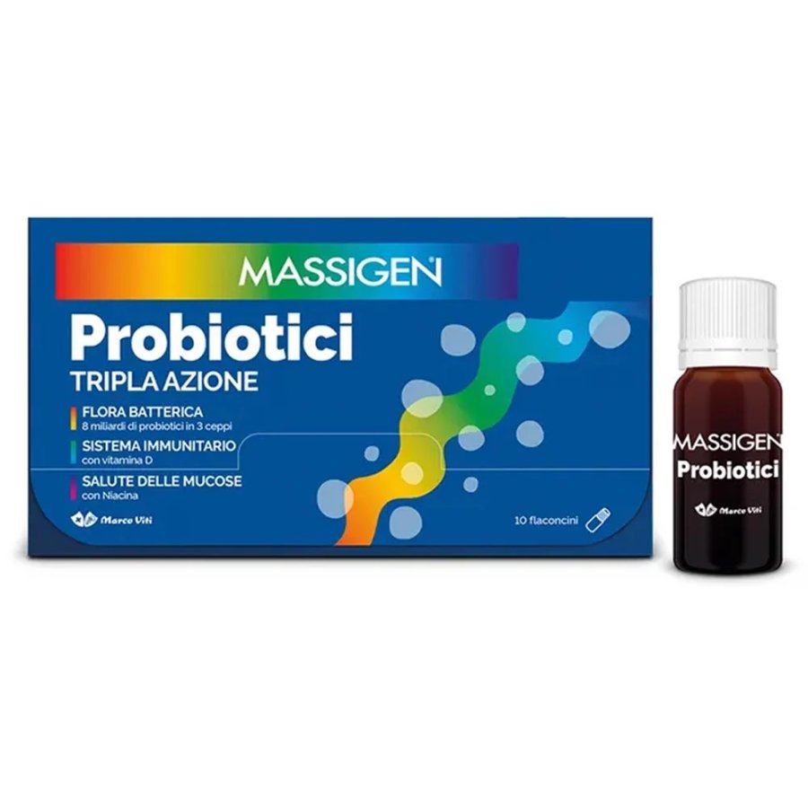 Massigen, Probiotici Tripla Azione, 10 Flaconcini