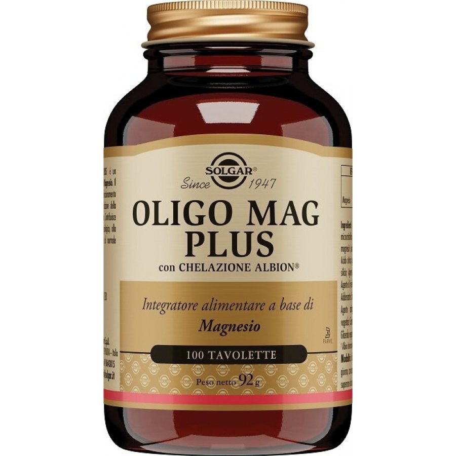 Solgar - Oligo Mag Plus 100 Tavolette - Integratore di Magnesio e Minerali per il Benessere Muscolare e Metabolico
