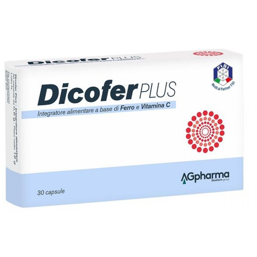 Dicofer Plus - Integratore Alimentare Ferro e Vitamina C 30 Capsule - Energia e Benessere