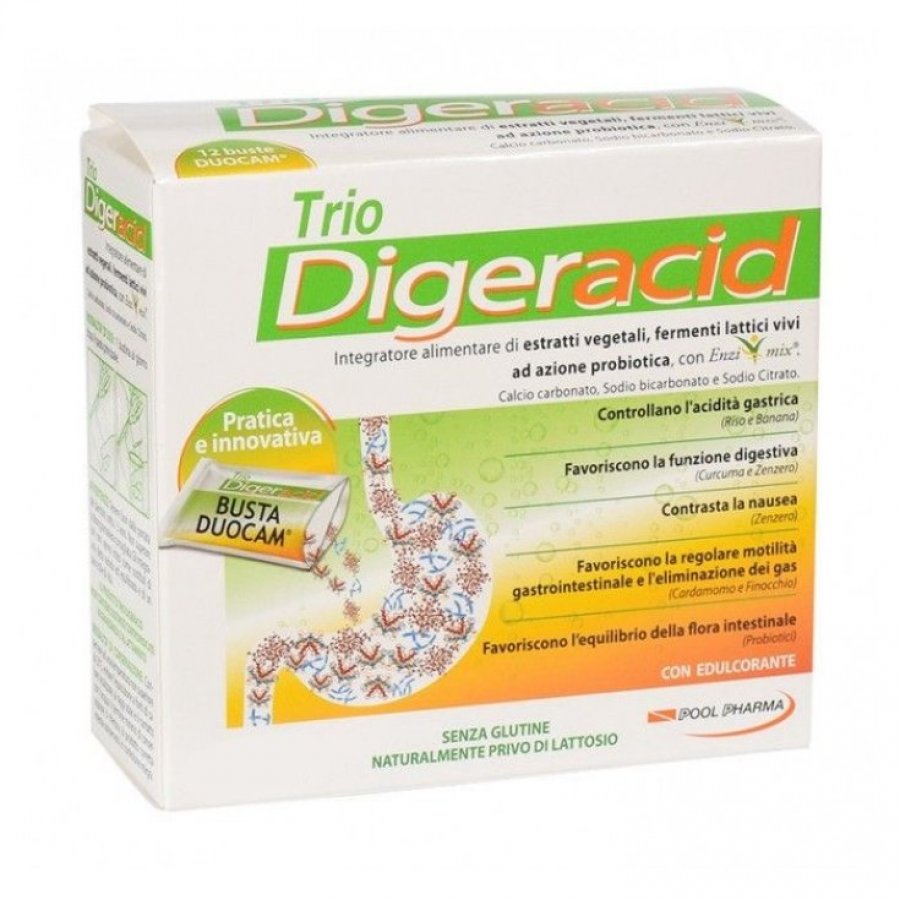 Trio Digeracid Reflusso 20 Stick Pack - Integratore per la Digestione e il Controllo dell'Acidità