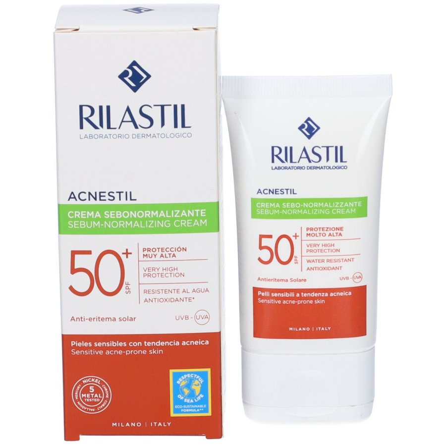Rilastil Acnestil Crema Sebo Normalizzante Solare SPF 50+ Viso 40 ml