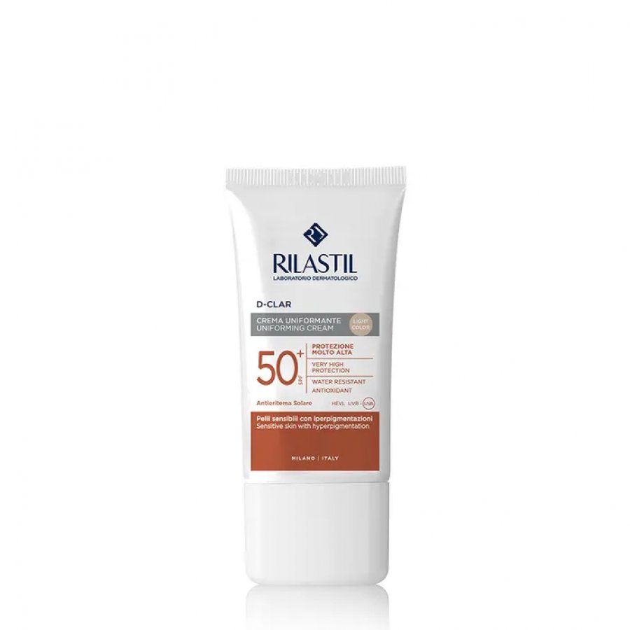 Rilastil D Clar Crema Uniformante Solare Colorata SPF 50+ Viso Light Color 40ml - Protezione Solare e Correzione Macchie Brune