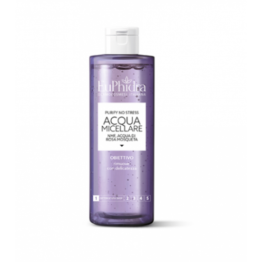 Euphidra Acqua Micellare Purify No Stress 200ml - Lozione Delicata e Versatile per Detergere e Tonificare