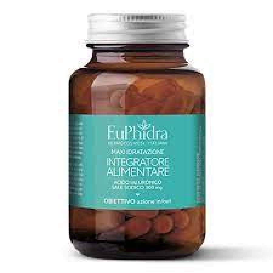 EuPhidra Maxi Idratazione Acido Ialuronico Sale Iodico 300mg 60 Capsule - Integratore per Idratazione Profonda della Pelle